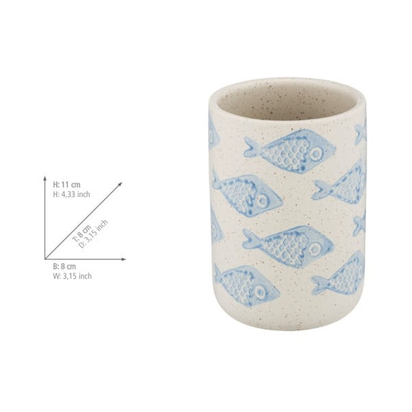 Set de accesorii de baie alb/albastru din ceramică Aquamarin – Wenko-image-1