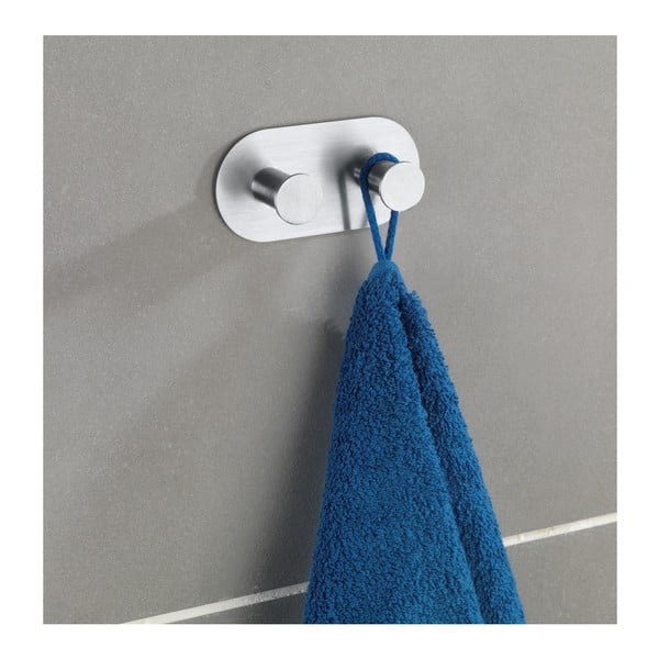 Cârlig dublu autoadeziv pentru perete Wenko Cona Duo, argintiu-image-3