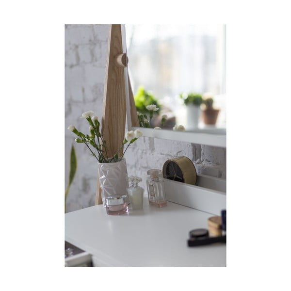 Suport cu sertar și oglindă Ragaba Leno, alb-image-2