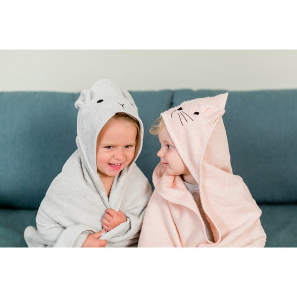 Prosop cu glugă pentru copii gri din bumbac 76x76 cm Rabbit – Kindsgut-image-1