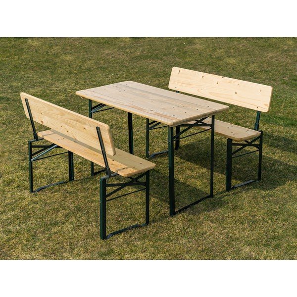 Set de dining pentru grădină din lemn pentru patru persoane – Happy Green-image-1
