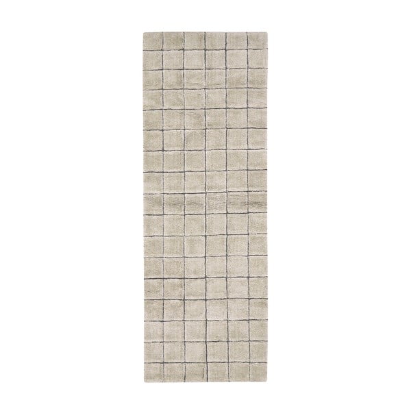Covor tip traversă bej țesut manual din lână 80x230 cm Mosaic Sandstone – Lorena Canals