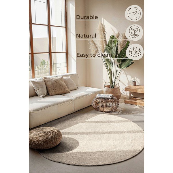 Covor crem reversibil/țesut manual rotund din iută ø 100 cm Braided – Hanse Home-image-3