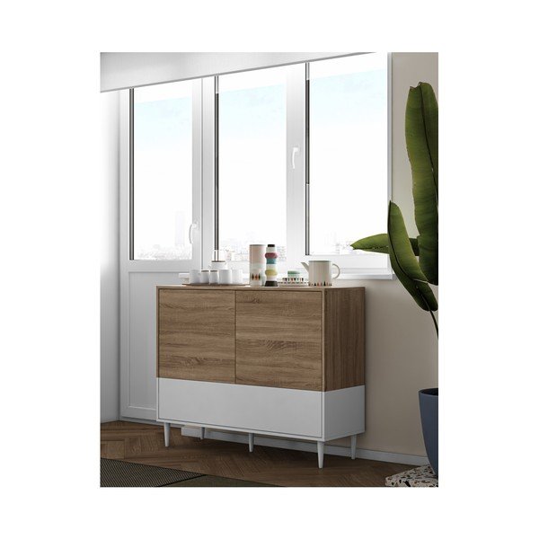 Comodă joasă cu ușă cu aspect de lemn de stejar TemaHome Horizon-image-3