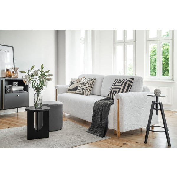 Canapea gri extensibilă/cu spațiu de depozitare cu tapițerie din țesătură bouclé 244 cm Arcadova – ELTAP-image-3