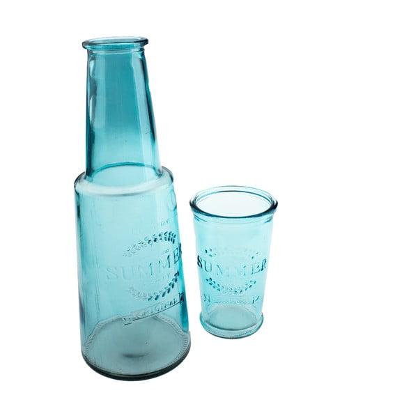 Carafă din sticlă cu pahar Dakls, 800 ml, albastru