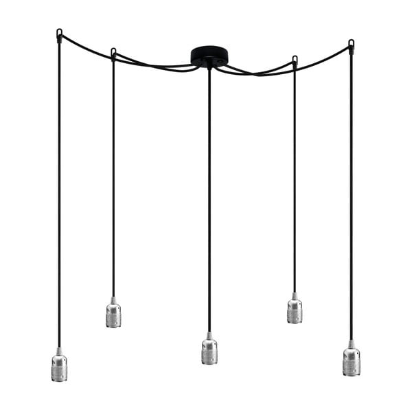 Lampă de tavan 5 cabluri Bulb Attack Uno, negru - argintiu 