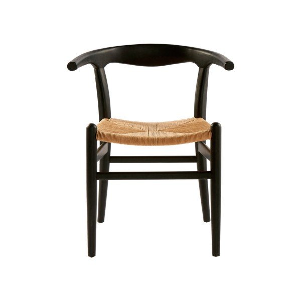 Scaun de dining negru/crem cu cotiere din lemn de ulm Nattavaara – Jotex-image-2