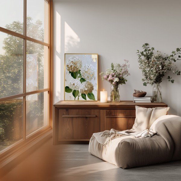 Tablou cu ramă imprimat 60x90 cm Hydrangea – Styler-image-1