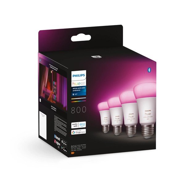 Becuri smart LED E27, 4 buc. 9 W White and color ambiance – Philips Hue-image-2