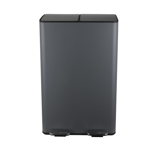 Coș de gunoi gri închis pentru reciclare/cu pedală 2x30 l din oțel   Aliya – Spirella-image-4