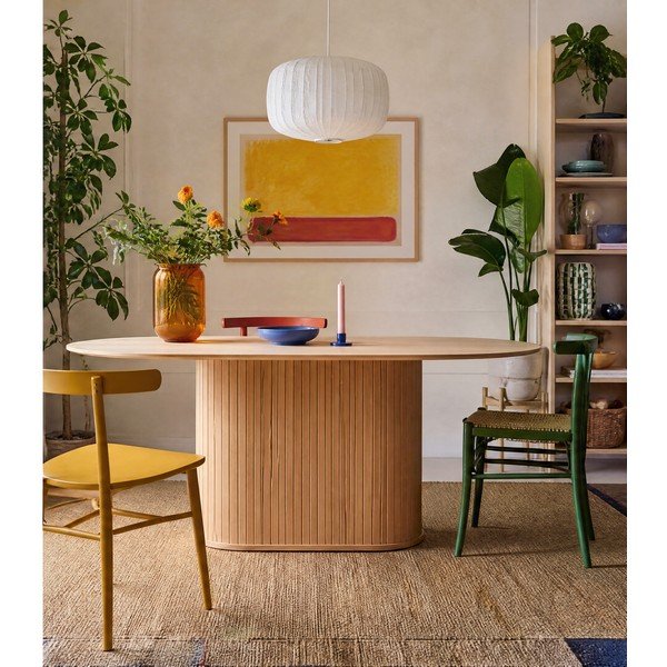 Masă de dining cu blat cu aspect de lemn de stejar 95x180 cm Nola – Unique Furniture-image-2