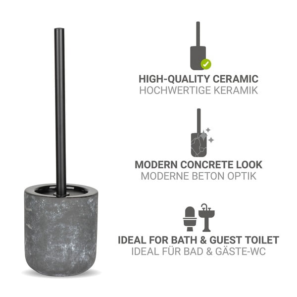 Perie de WC gri din ceramică Sacile – Wenko-image-2