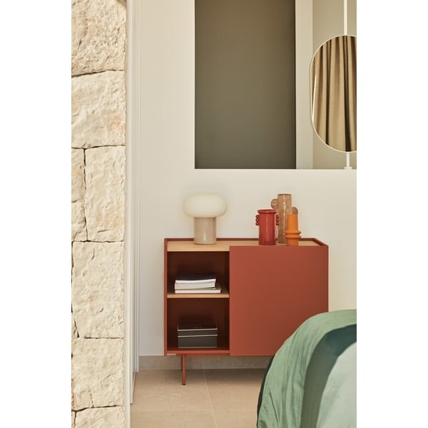 Comodă cărămiziu-natural joasă cu aspect de lemn de stejar 90x78 cm Otto – Teulat-image-1