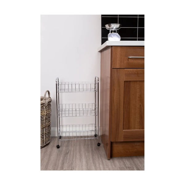 Etajeră pe roți argintie din metal 36x64 cm – Premier Housewares-image-1