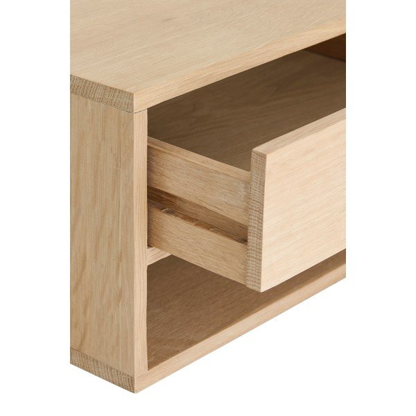 Noptieră în culoare naturală deschisă suspendată/cu rafturi din lemn de stejar Viggo – Ellos Home-image-3