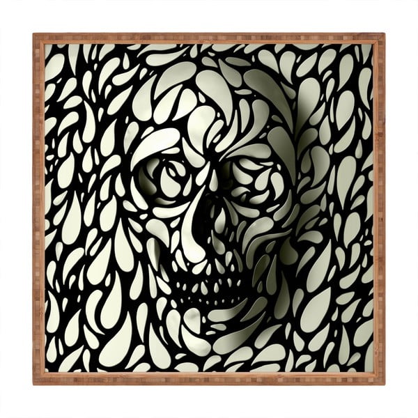 Tavă decorativă din lemn Skull, 40 x 40 cm