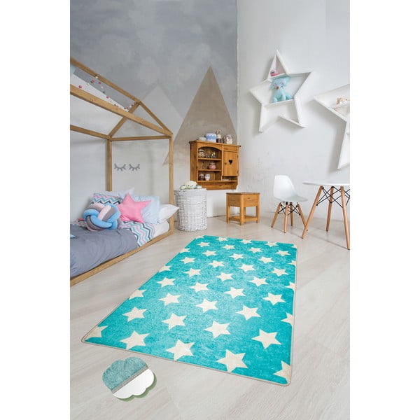 Covor antiderapant pentru copii Chilai Universe, 140 x 190, albastru-image-2