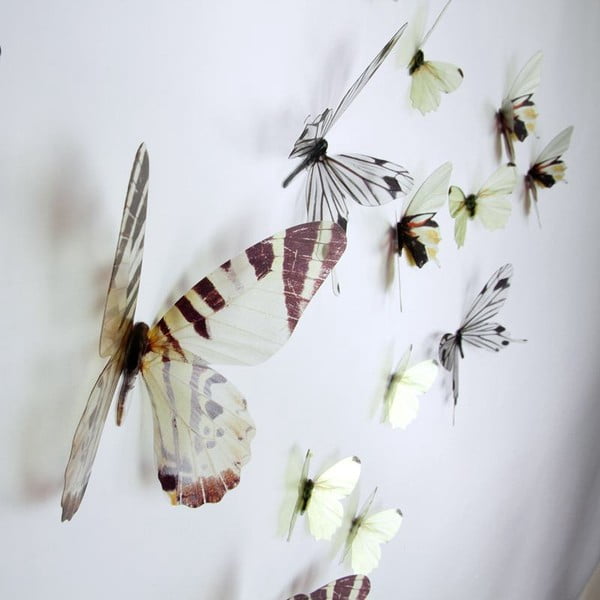 Set 18 autocolante adezive 3D Ambiance Butterflies Chic, alb