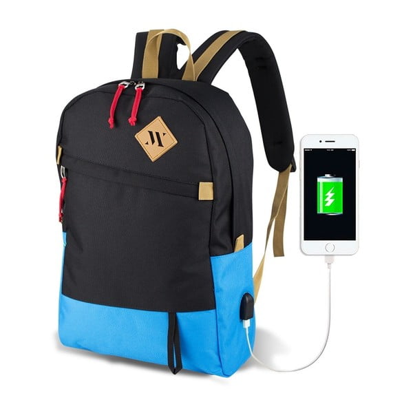 Rucsac cu port USB My Valice FREEDOM Smart Bag, negru-turcoaz