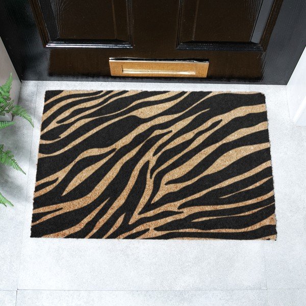 Covoraș de intrare din fibre de nucă de cocos 40x60 cm Zebra – Artsy Doormats-image-2