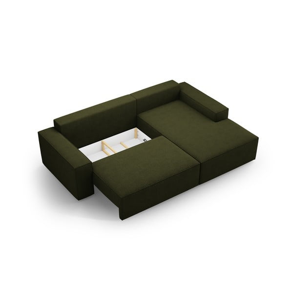 Colțar verde închis extensibil cu tapițerie din țesătură bouclé (cu colț pe partea dreaptă) Jodie – Micadoni Home-image-4