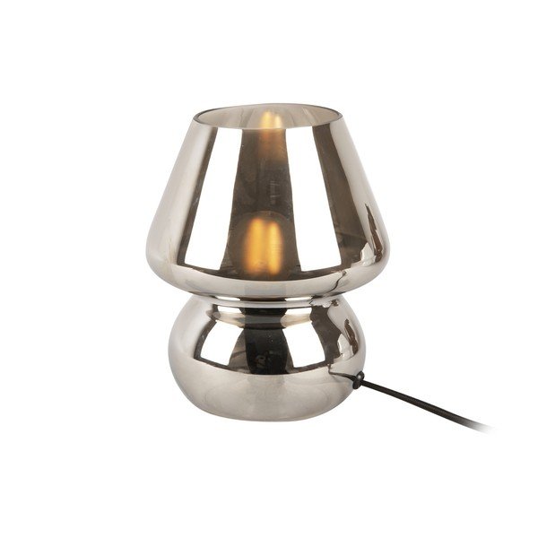 Veioză din sticlă Leitmotiv Glass, înălțime 18 cm, argintiu