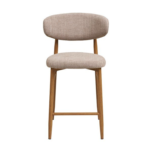 Scaun de bar bej/în culoare naturală tapițat (înălțime șezut 65 cm) Levanto – House Nordic-image-2