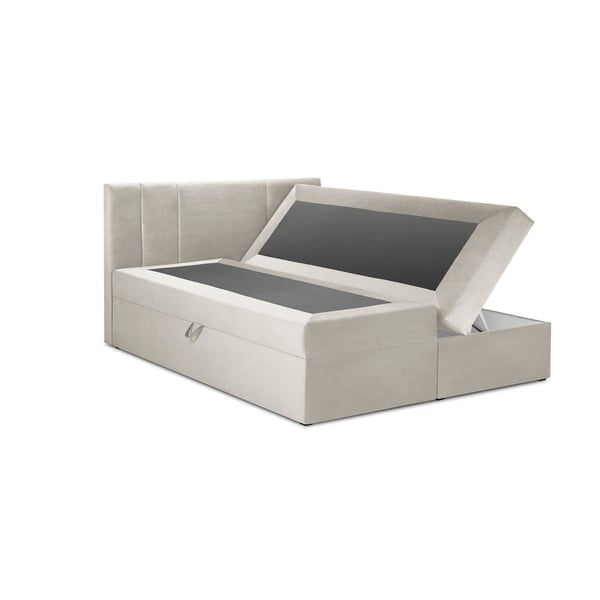Pat boxspring 200x200 cm bej cu spațiu de depozitare Afra – Mazzini Beds-image-2