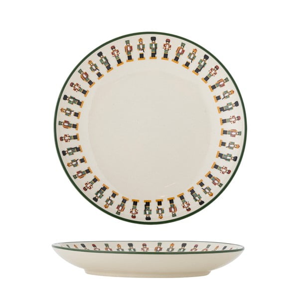 Farfurie crem pentru desert  din gresie ø 16 cm  cu model de Crăciun Jolly – Bloomingville-image-4
