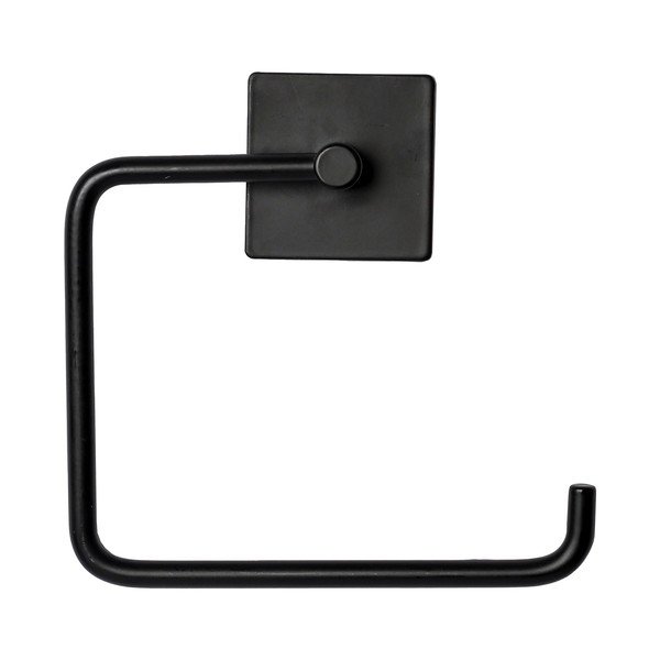 Suport pentru hârtie igienică negru mat autoadeziv din metal Fixeo – douceur d'intérieur