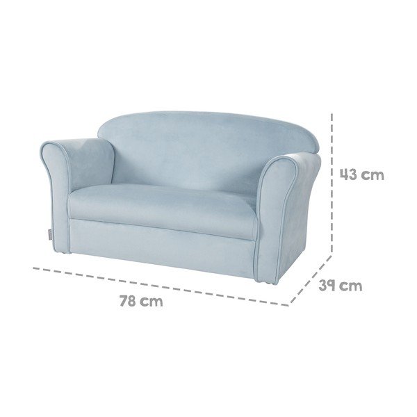 Canapea pentru copii albastru-deschis cu tapițerie din catifea 78 cm Lil Sofa – Roba-image-4