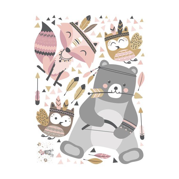 Autocolante de perete pentru camera copiilor Ambiance Bear Indian Sweet-image-2