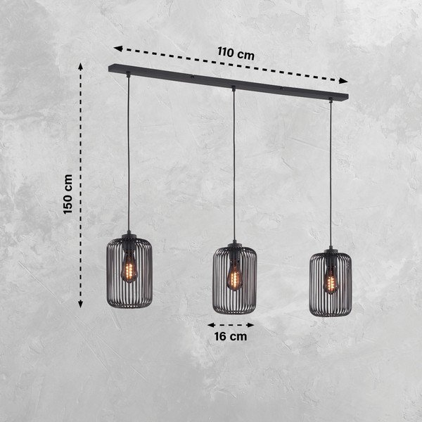Lustră neagră cu abajur din metal Cage – Fischer & Honsel-image-2