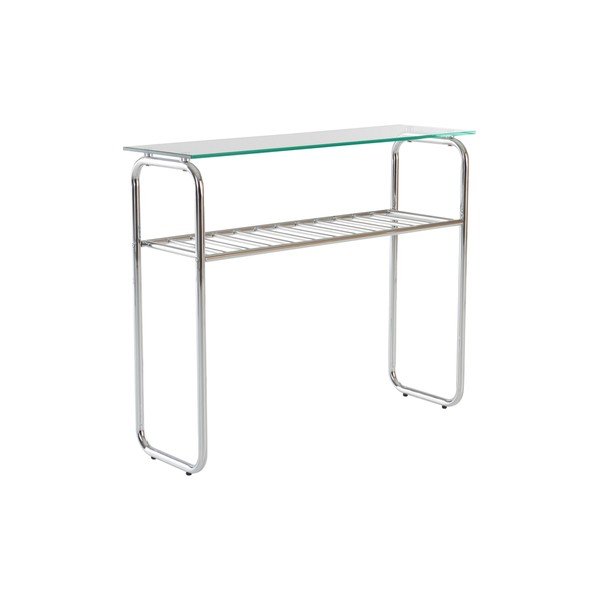 Masă consolă argintiu-lucios cu blat din sticlă 32x100 cm Walle – Jotex