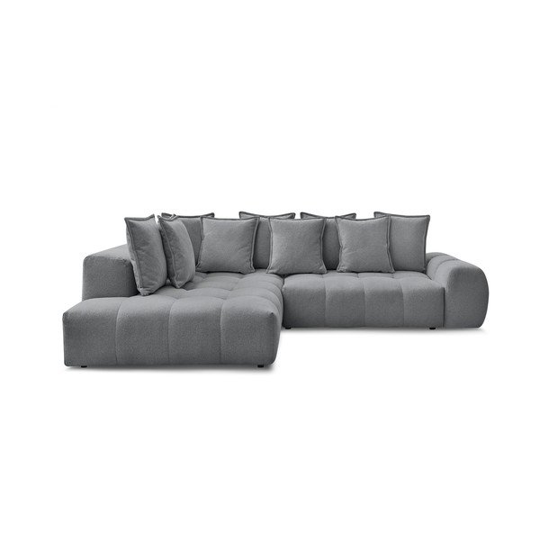 Colțar gri închis extensibil/cu spațiu de depozitare cu tapițerie din chenille (cu colț pe partea stângă/în formă de ”L”) Everest – Bobochic Paris