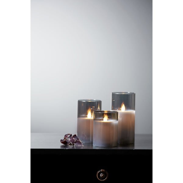 Lumânare de ceară cu LED-uri gri în sticlă Star Trading M-Twinkle, înălțime 15 cm-image-4