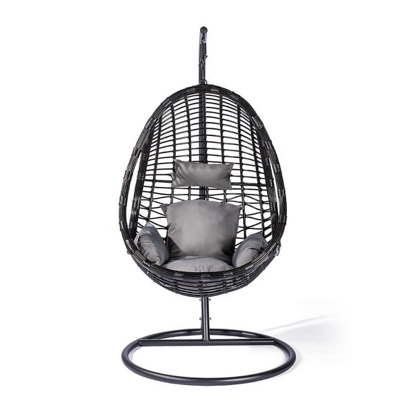 Scaun suspendat din ratan artificial Le Bonom Tahiti, negru-image-2