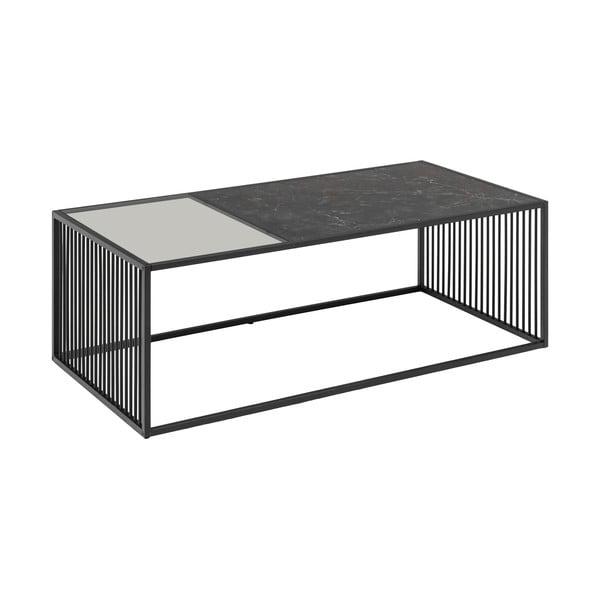 Măsuță de cafea neagră cu blat din sticlă 60x120 cm Strington – Actona-image-3