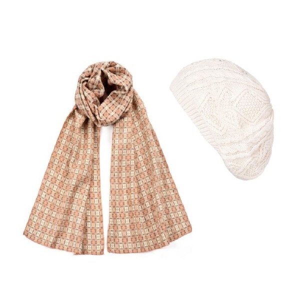 Set căciulă și șal, White Elegant