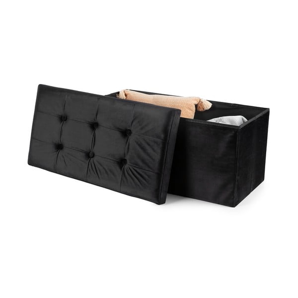 Taburet negru cu tapițerie din catifea – Compactor-image-2