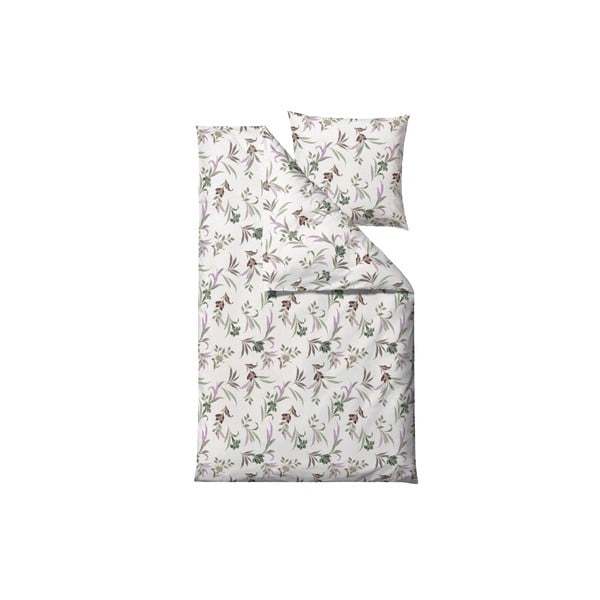 Lenjerie de pat verde/bej din bumbac satinat pentru pat de o persoană 140x200 cm Soft Tropic – Södahl-image-2