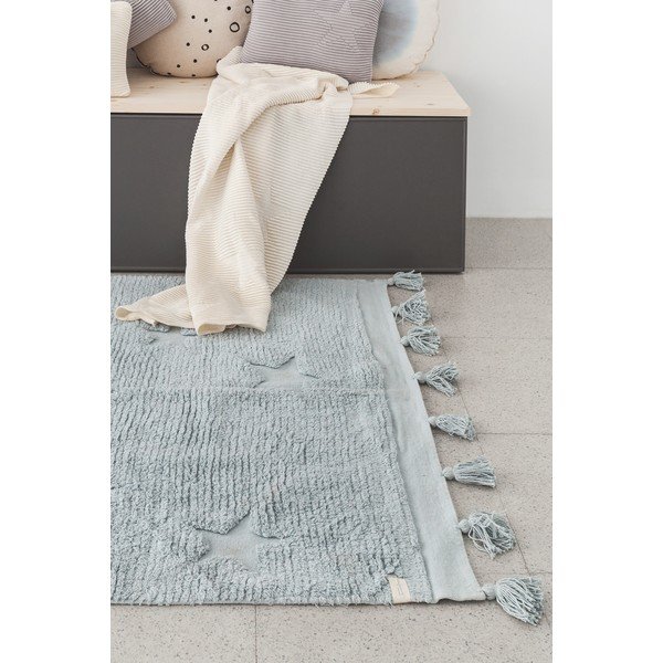 Covor pentru copii albastru lavabil/țesut manual din bumbac 120x175 cm Hippy Stars Aqua – Lorena Canals-image-4