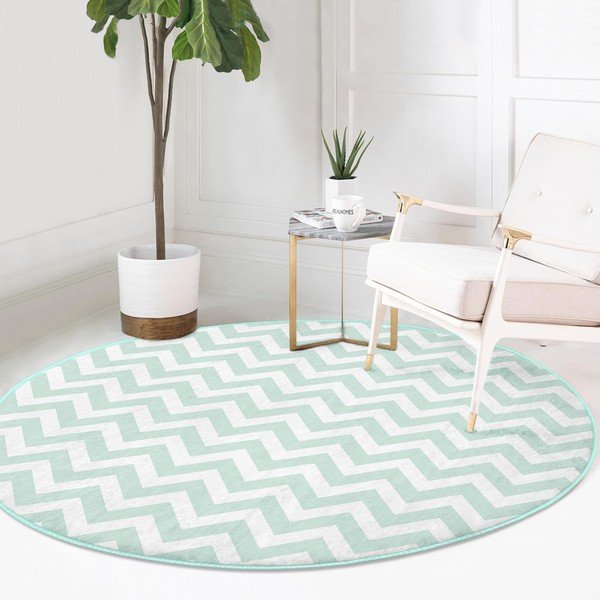 Covor rotund  verde mentă lavabil adecvat și  pentru aspiratoare robot   ø 100 cm Comfort – Mila Home-image-2