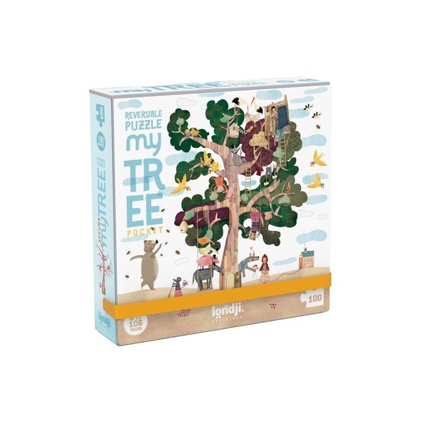 Puzzle de buzunar cu 2 fețe Londji Copacul meu, 100 piese