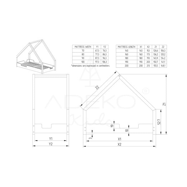 Pat tip căsuță din lemn de pin pentru copii Adeko Loca Dork, 90 x 200 cm-image-2