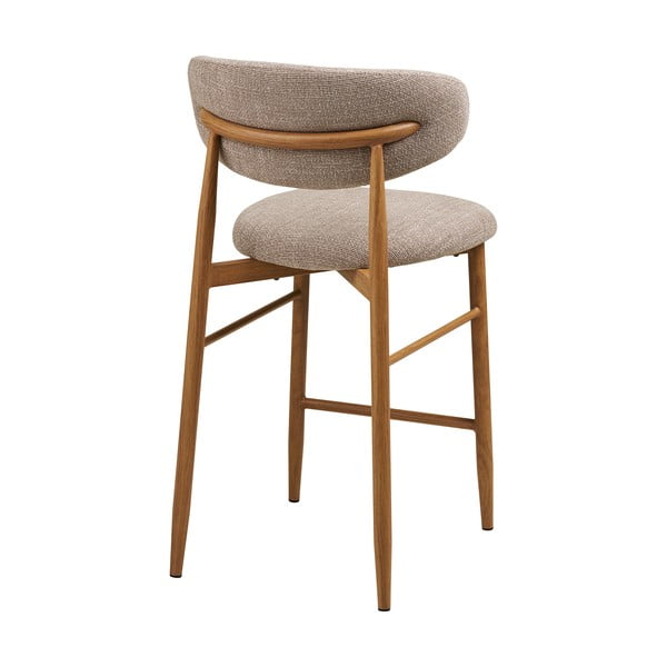 Scaun de bar bej/în culoare naturală tapițat (înălțime șezut 65 cm) Levanto – House Nordic-image-3