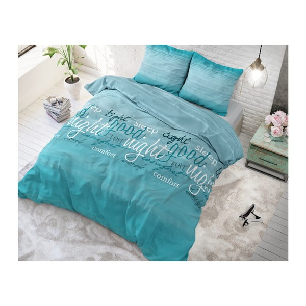 Lenjerie de pat din bumbac Sleeptime Comfort Night, 140 x 220 cm, turcoaz