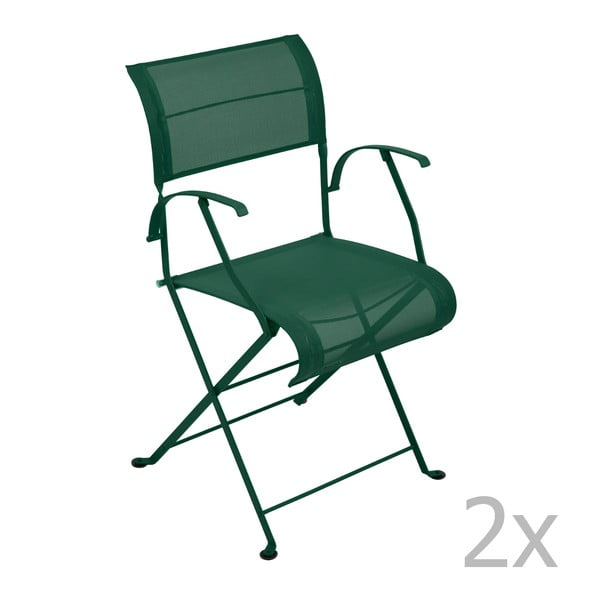 Set 2 scaune pliante cu mânere Fermob Dune, verde închis