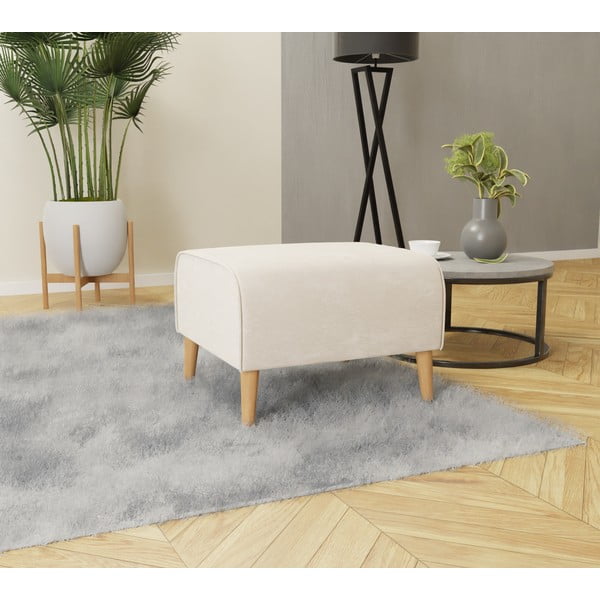 Taburet crem cu tapițerie din catifea Carole – Ropez-image-2